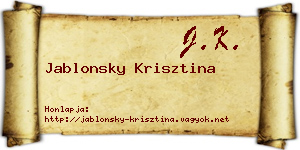 Jablonsky Krisztina névjegykártya